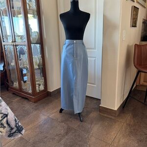 So cute faux leather midi skirt NWT from zip and snap side & back pockets.